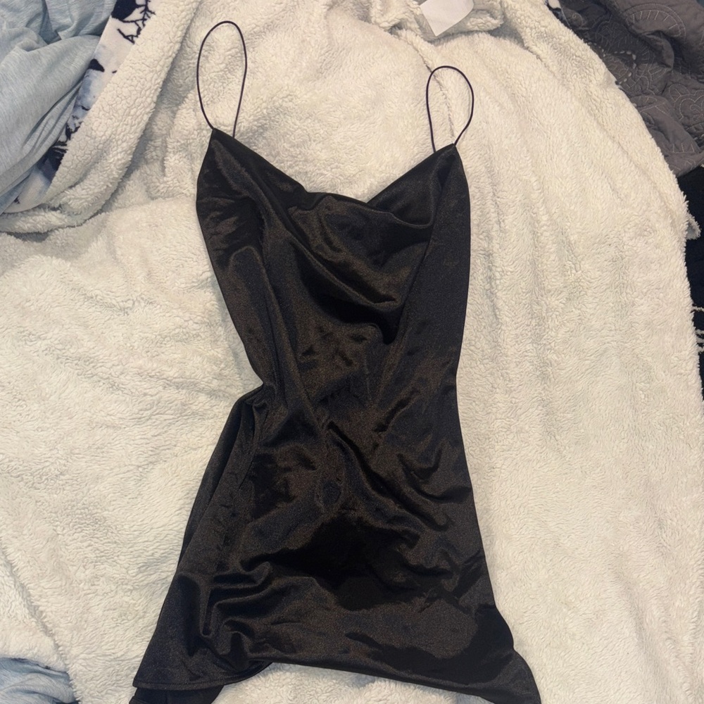 Mini Satin Black Slip Dress Size Medium